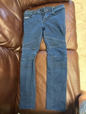 Diesel Navy Blue Moto Panel Slim Jeans
